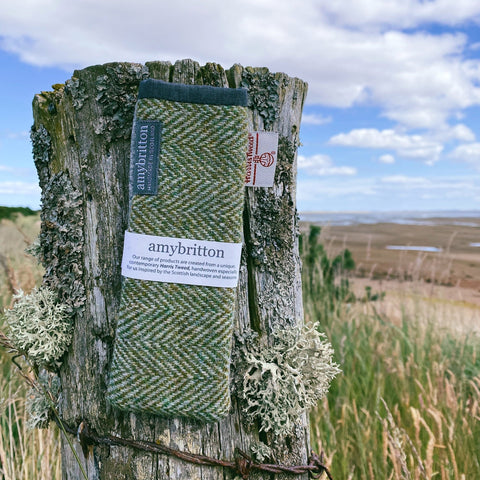 Landscape Harris Tweed® Slim Glasses Case - Sunrise Orange - Amy Britton Harris Tweed® Accessories - Made Scotland