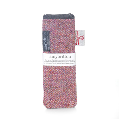 Landscape Harris Tweed® Slim Glasses Case - Sea Pink - Amy Britton Harris Tweed® Accessories - Made Scotland