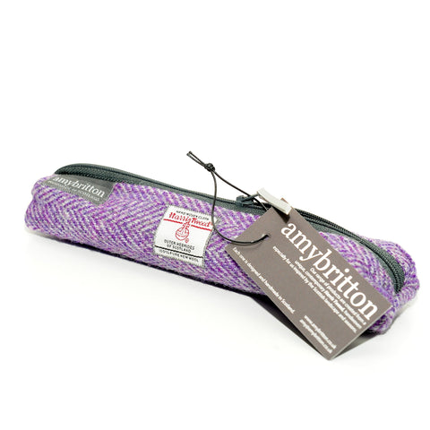 Landscape Harris Tweed® Slim Pencil Case - Heather Purple - Amy Britton Harris Tweed® Accessories - Made Scotland