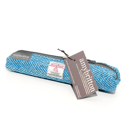 Landscape Harris Tweed® Slim Pencil Case - Teal - Amy Britton Harris Tweed® Accessories - Made Scotland