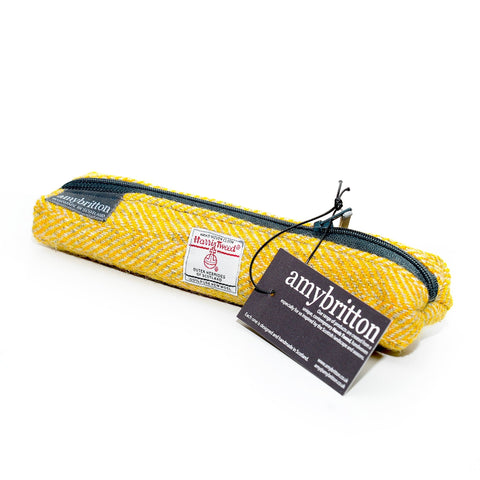 Landscape Harris Tweed® Slim Pencil Case - Barley Yellow - Amy Britton Harris Tweed® Accessories - Made Scotland