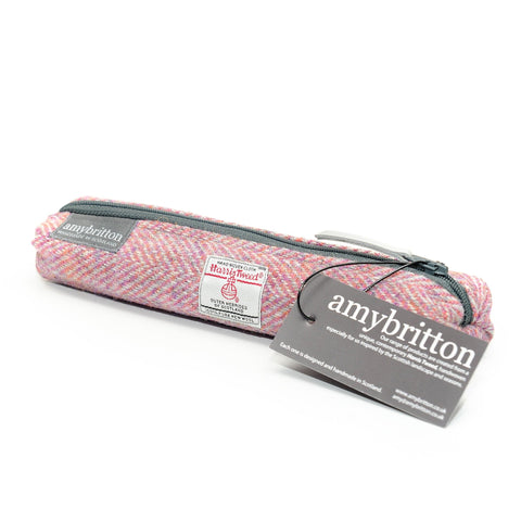 Landscape Harris Tweed® Slim Pencil Case - Sea Pink - Amy Britton Harris Tweed® Accessories - Made Scotland