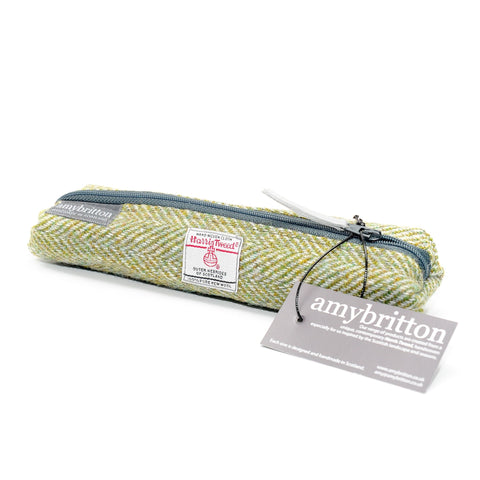 Landscape Harris Tweed® Slim Pencil Case - Grass Green - Amy Britton Harris Tweed® Accessories - Made Scotland