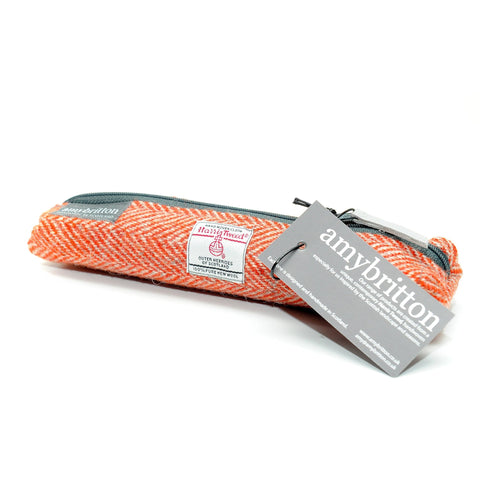 Landscape Harris Tweed® Slim Pencil Case - Sunrise Orange - Amy Britton Harris Tweed® Accessories - Made Scotland