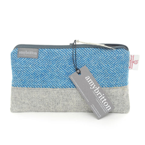 Landscape Harris Tweed® Wash Bag - Kingfisher - Amy Britton Harris Tweed® Accessories - Made Scotland