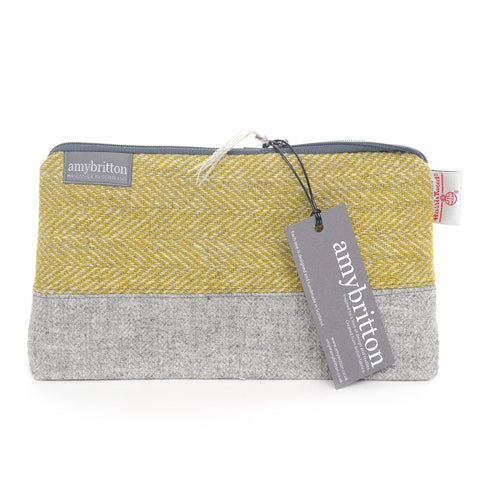 Landscape Harris Tweed® Wash Bag - Lichen Green - Amy Britton Harris Tweed® Accessories - Made Scotland