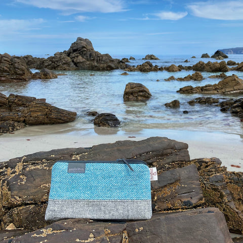 Landscape Harris Tweed® Wash Bag - Grass Green - Amy Britton Harris Tweed® Accessories - Made Scotland