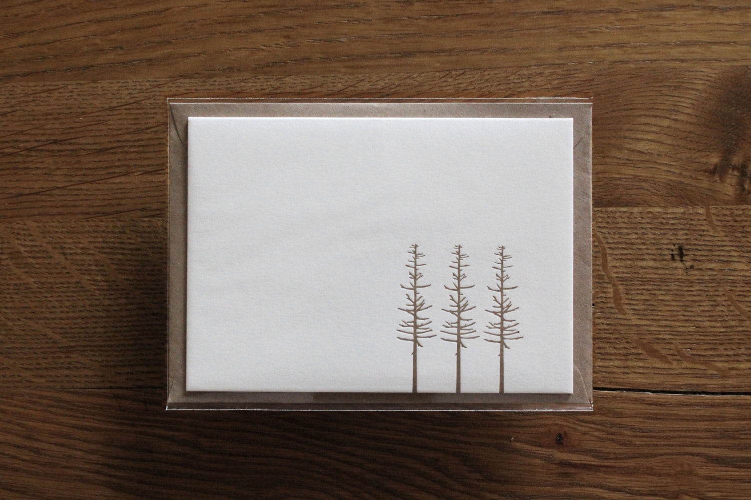 Letterpress Note Card - Little Trees Letterpress Notecard - Made Scotland