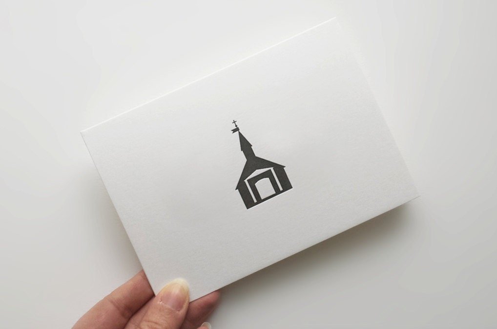 Letterpress Notecard - Little Black Church - Made Scotland