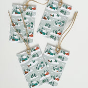 Little Log Cabins in the Snow Gift Tags x 4 - Made Scotland