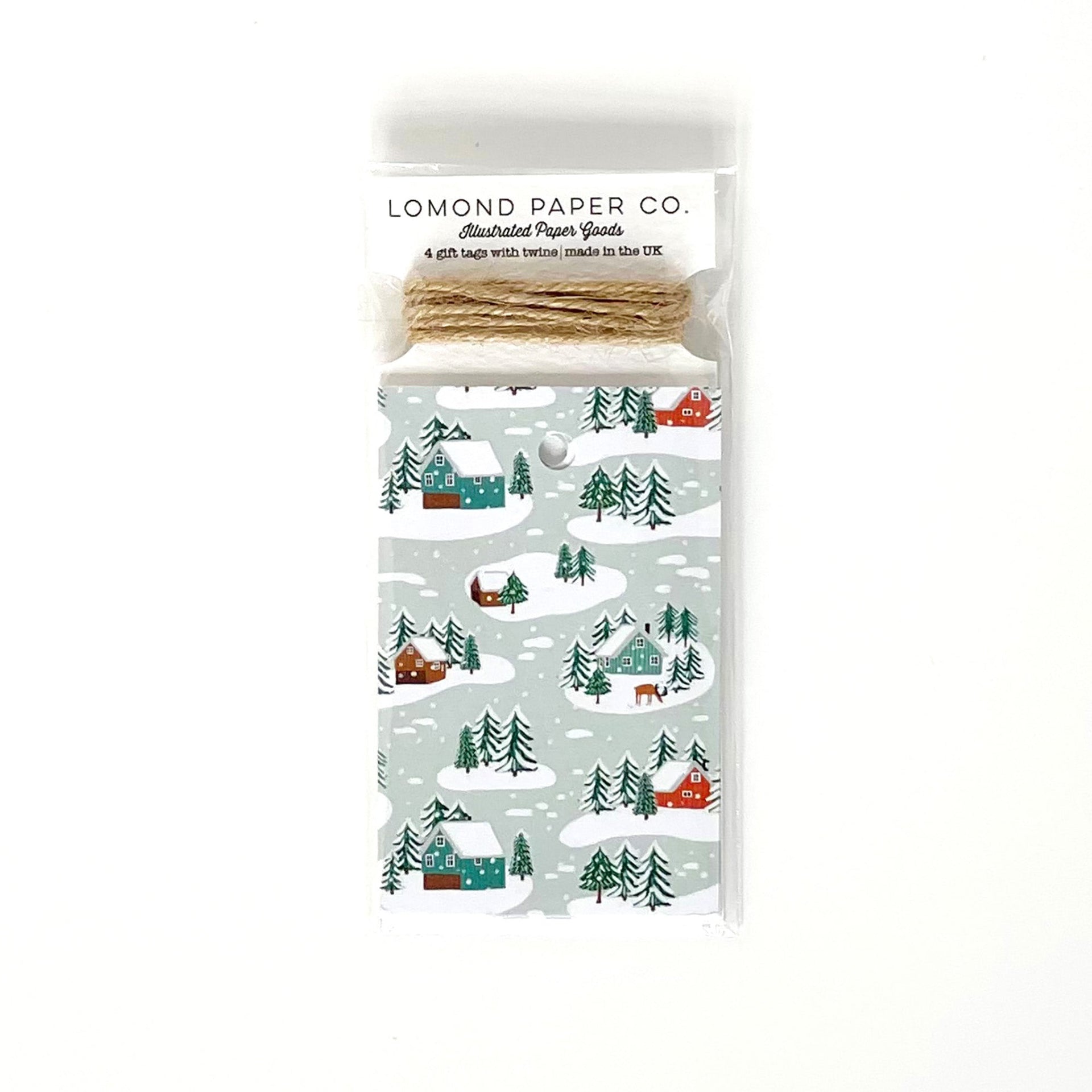 Little Log Cabins in the Snow Gift Tags x 4 - Made Scotland