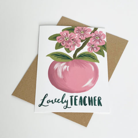 Lovely Teacher - Apple Blossom card - Lomond Paper Co - Made Scotland