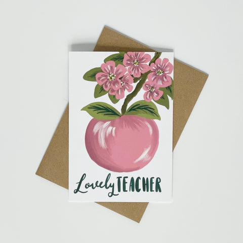 Lovely Teacher - Apple Blossom card - Lomond Paper Co - Made Scotland