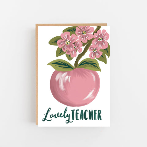 Lovely Teacher - Apple Blossom card - Lomond Paper Co - Made Scotland