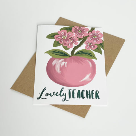 Lovely Teacher - Apple Blossom card - Lomond Paper Co - Made Scotland