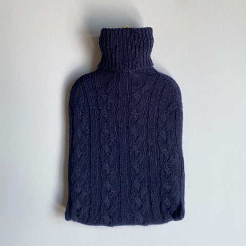 Luxury Cashmere Navy Hot Water Bottle - Ava Innes - Made Scotland