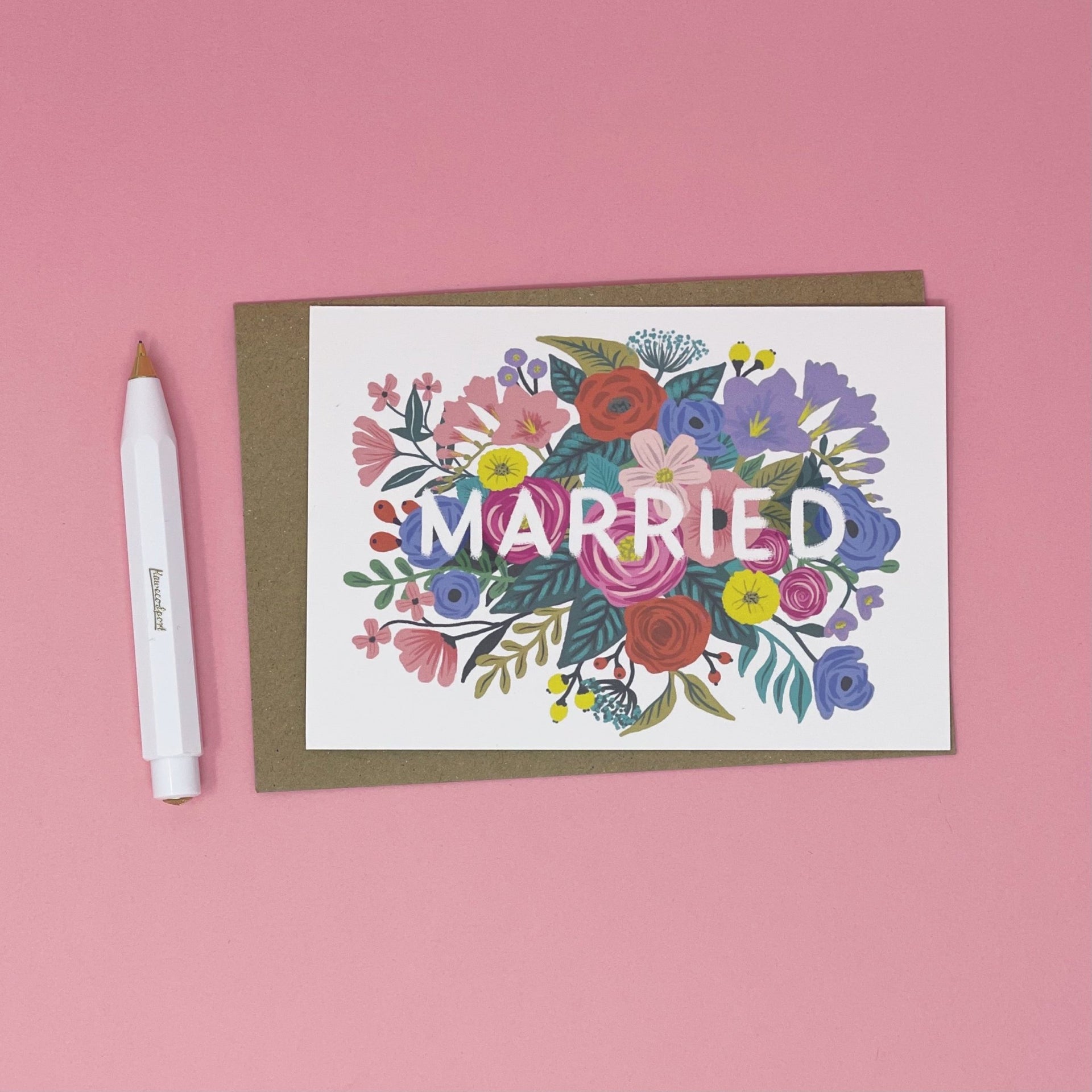 Married Floral Wedding card - Made Scotland