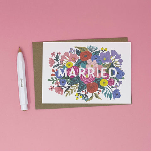 Married Floral Wedding card - Lomond Paper Co - Made Scotland