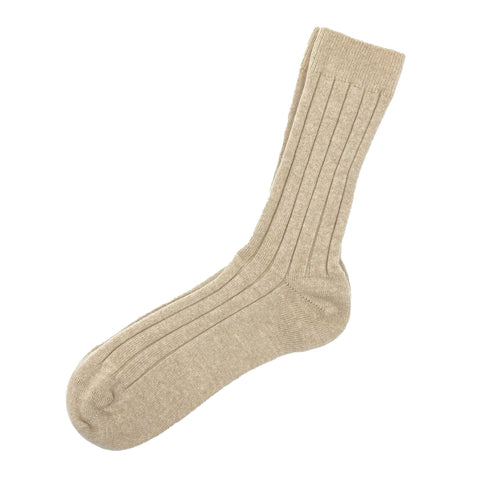 Men's Natural Luxury Ribbed Cashmere Socks - UK 7-9 - Ava Innes - Made Scotland