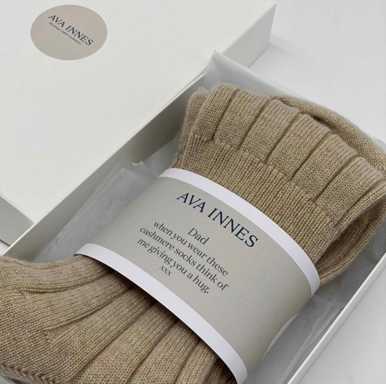 Men's Natural Luxury Ribbed Cashmere Socks - Made Scotland