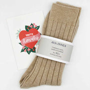 Men's Natural Luxury Ribbed Cashmere Socks - Made Scotland