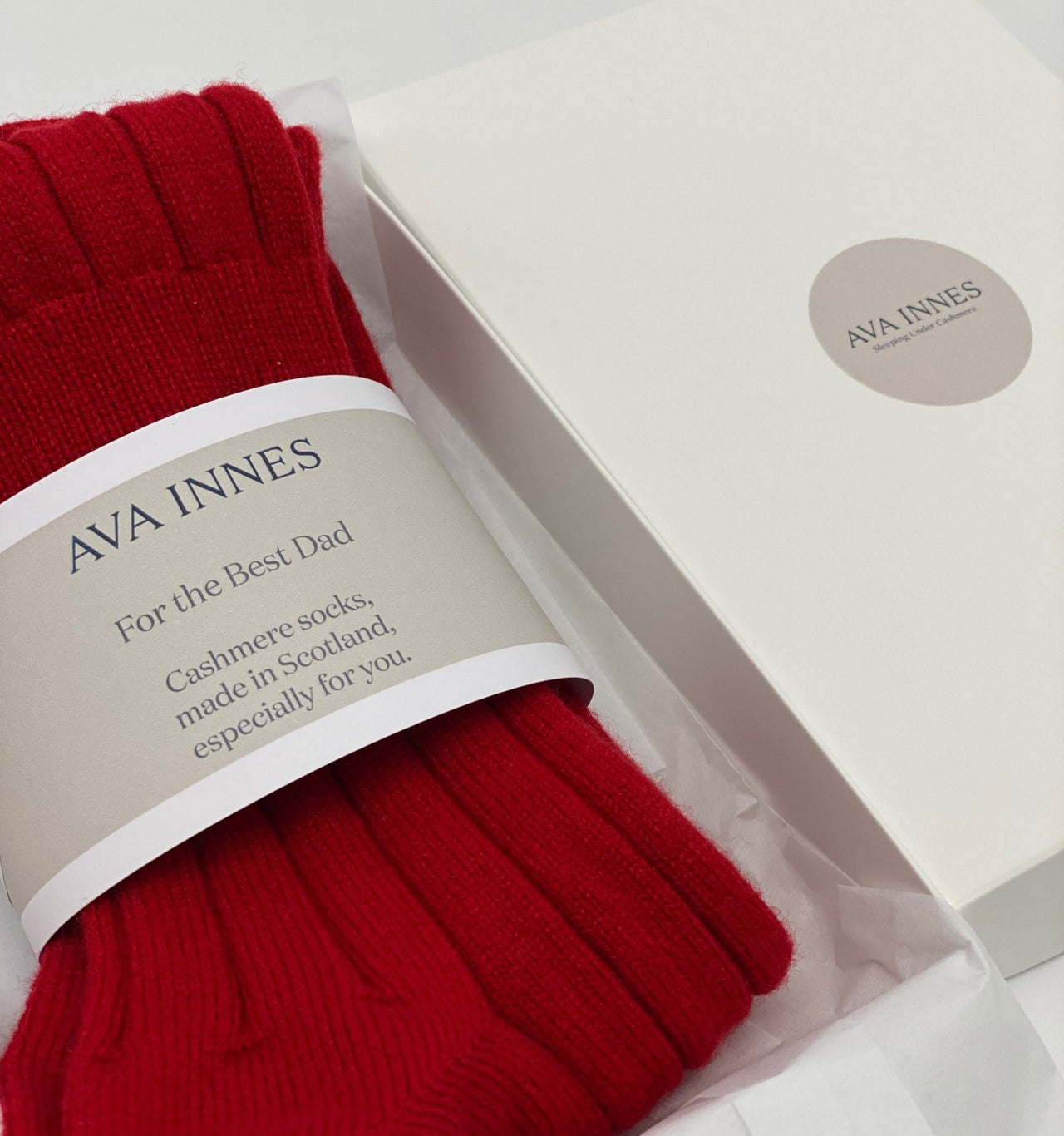 Men's Red Luxury Ribbed Cashmere Socks - Made Scotland
