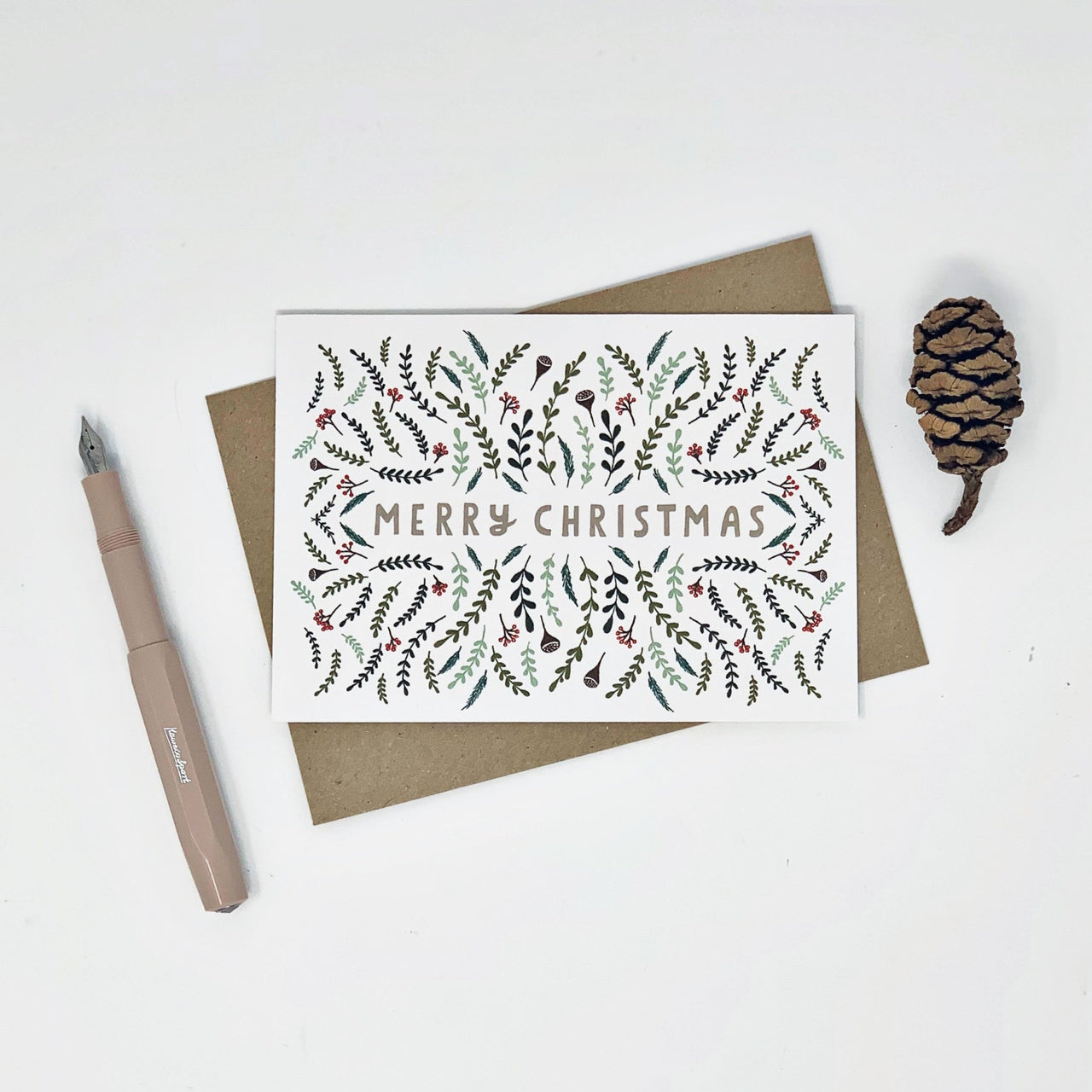 Merry Christmas Pattern - Pack of 8 Cards - Made Scotland