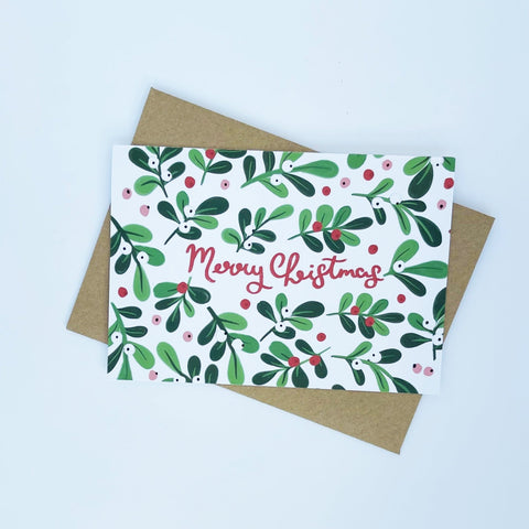 Mistletoe Merry Christmas Card pack - 1 Pack - Lomond Paper Co - Made Scotland