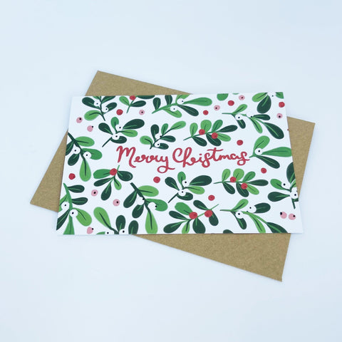 Mistletoe Merry Christmas Card pack - 1 Pack - Lomond Paper Co - Made Scotland