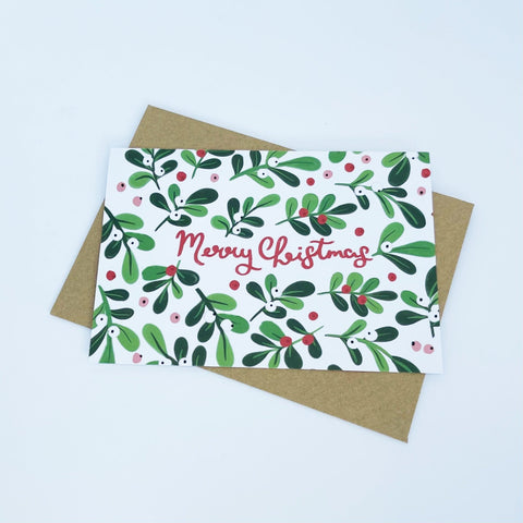 Mistletoe Merry Christmas Card pack - 1 Pack - Lomond Paper Co - Made Scotland