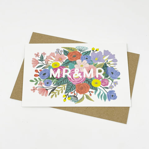 Mr & Mr Floral Wedding Card - Lomond Paper Co - Made Scotland