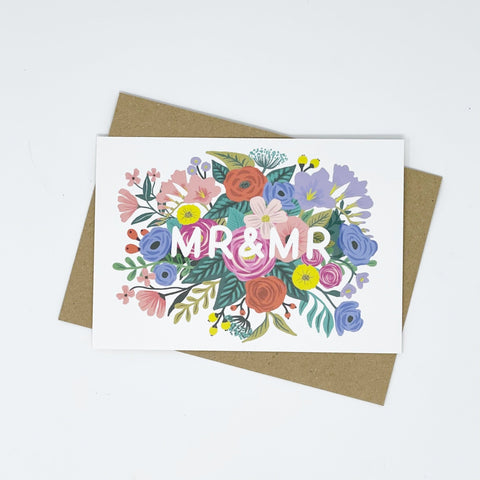 Mr & Mr Floral Wedding Card - Lomond Paper Co - Made Scotland