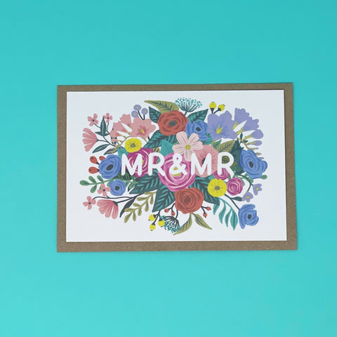 Mr & Mr Floral Wedding Card - Lomond Paper Co - Made Scotland