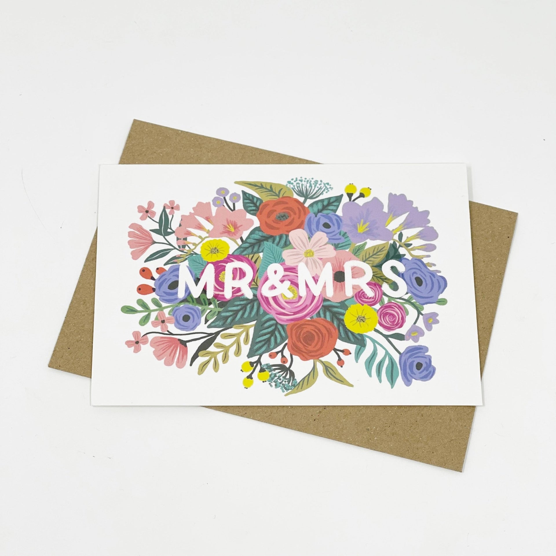 Mr & Mrs Floral Wedding Card - Made Scotland