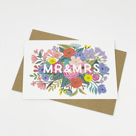 Mr & Mrs Floral Wedding Card - Lomond Paper Co - Made Scotland