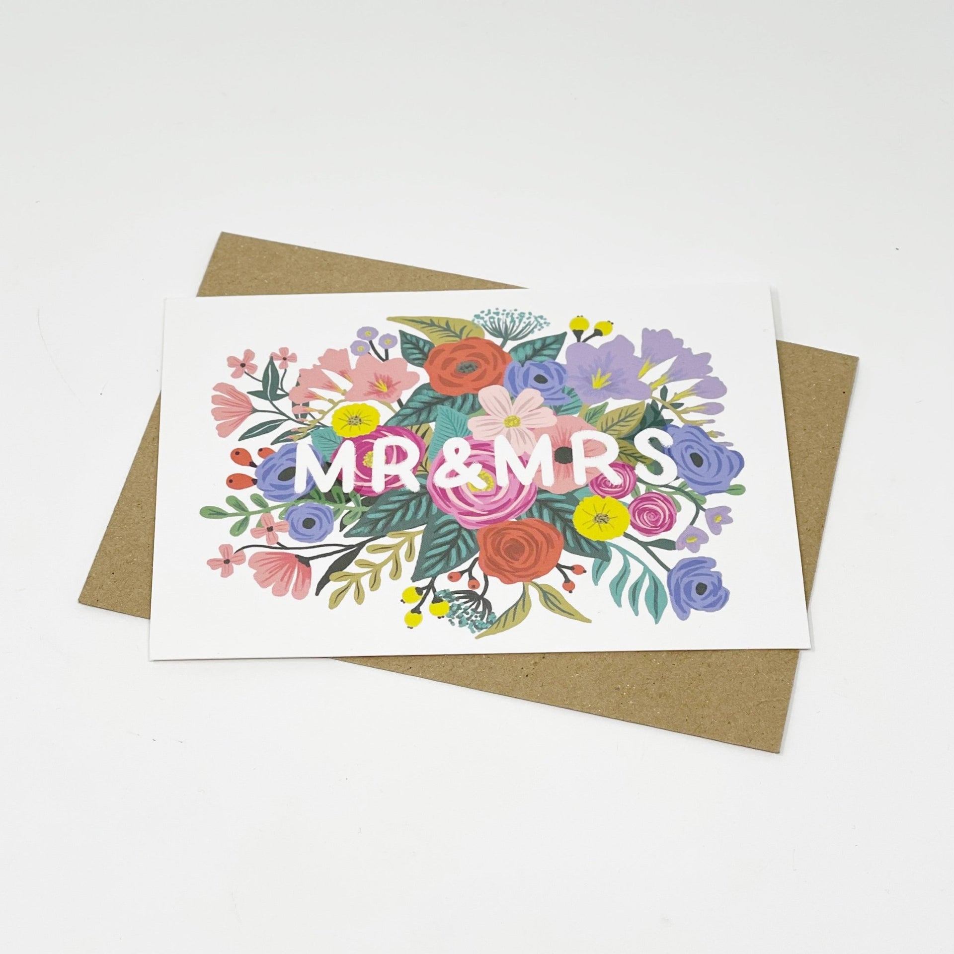 Mr & Mrs Floral Wedding Card - Made Scotland
