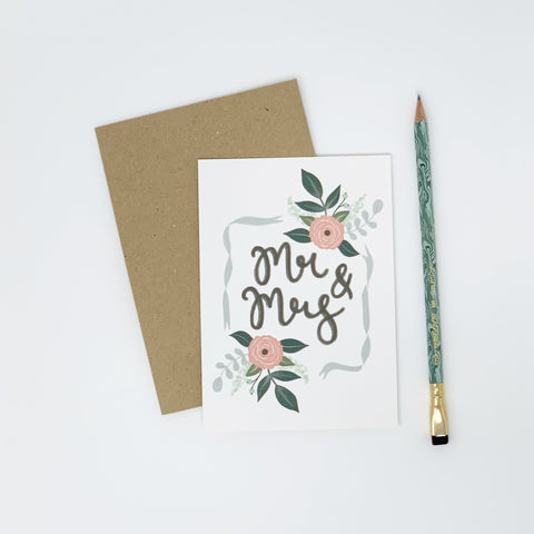 Mr & Mrs Wedding Day Card - Lomond Paper Co - Made Scotland