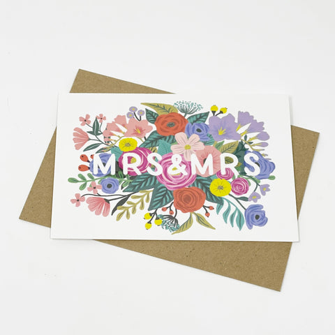 Mrs & Mrs Floral Wedding Card - Lomond Paper Co - Made Scotland