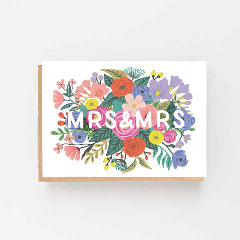 Mrs & Mrs Floral Wedding Card - Lomond Paper Co - Made Scotland