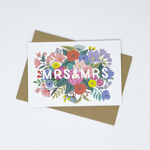 Mrs & Mrs Floral Wedding Card - Lomond Paper Co - Made Scotland