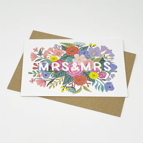 Mrs & Mrs Floral Wedding Card - Lomond Paper Co - Made Scotland