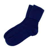 Navy Luxury Ribbed Cashmere Socks - Made Scotland