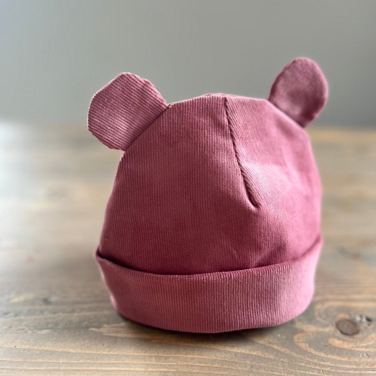 Pink Cord Bear Hat - Made Scotland