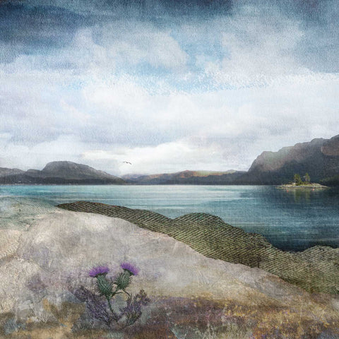 Plockton Thistles - 16 x 16 inches - Carol McEwan - Made Scotland