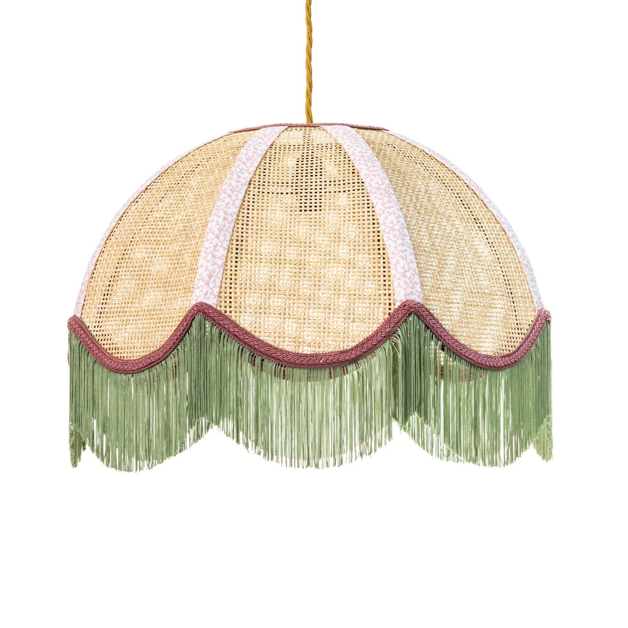 Rattan Scalloped Tiffany - Green & Pink - Made Scotland