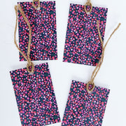Red & Pink Berries MIDNIGHT Gift Tags x 4 - Made Scotland