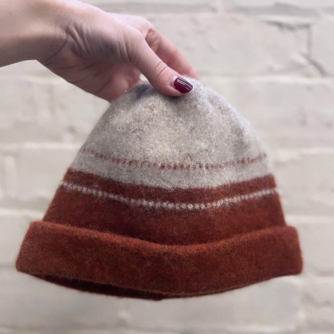 Rust + Sand Dott Hat in Surplus Shetland Wool - Made Scotland