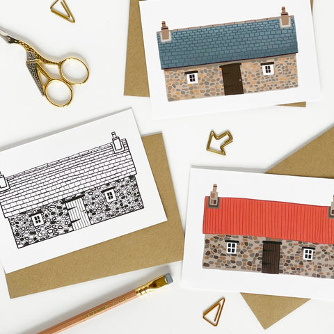 Scottish Bothy Blank Card Set x 6 - Lomond Paper Co - Made Scotland