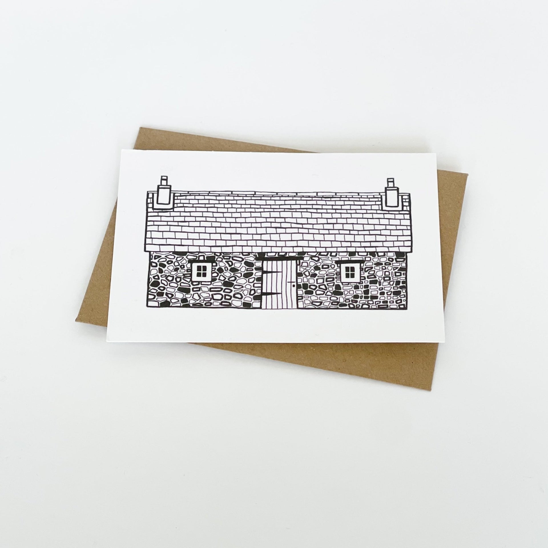 Scottish Bothy - Monochrome Greeting Card - Made Scotland