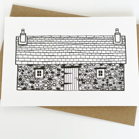 Scottish Bothy - Monochrome Greeting Card - Lomond Paper Co - Made Scotland